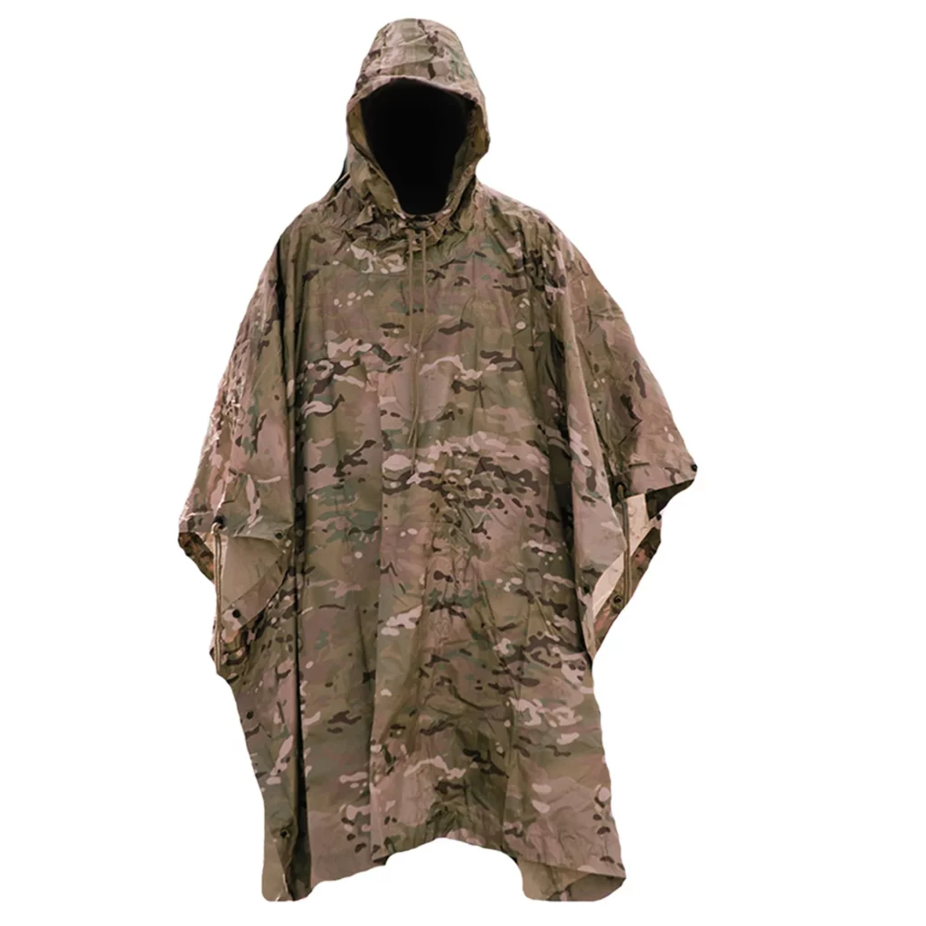 camouflage military smock made out of nylon on a white background