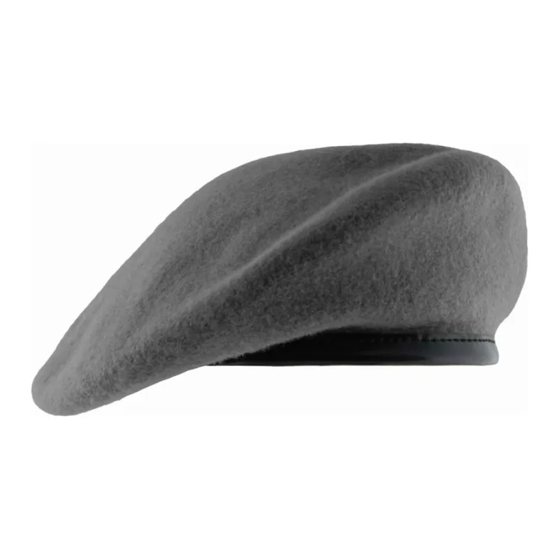 Pure Wool Beret-Cap: 'Assa' in grey wide herringbone — Karen