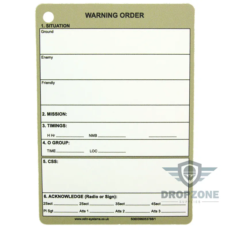 Odin A6 Warning Order Slate Card