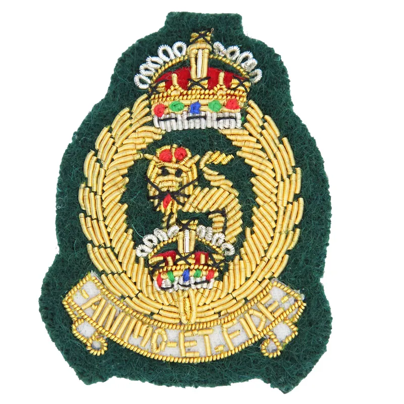 AGC Kings Crown Cloth Cap Badge AGC Green Backing
