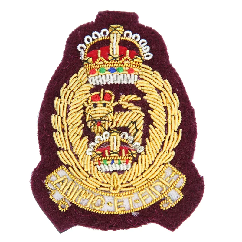 AGC Kings Crown Cloth Cap Badge Maroon Backing