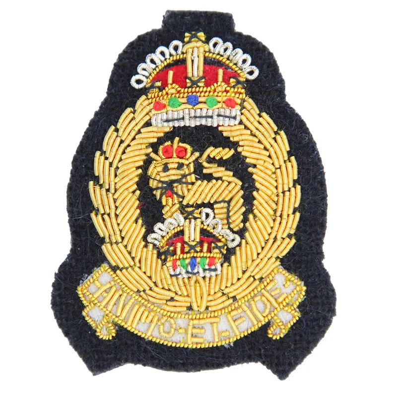 AGC Kings Crown Cloth Cap Badge Navy Blue Backing