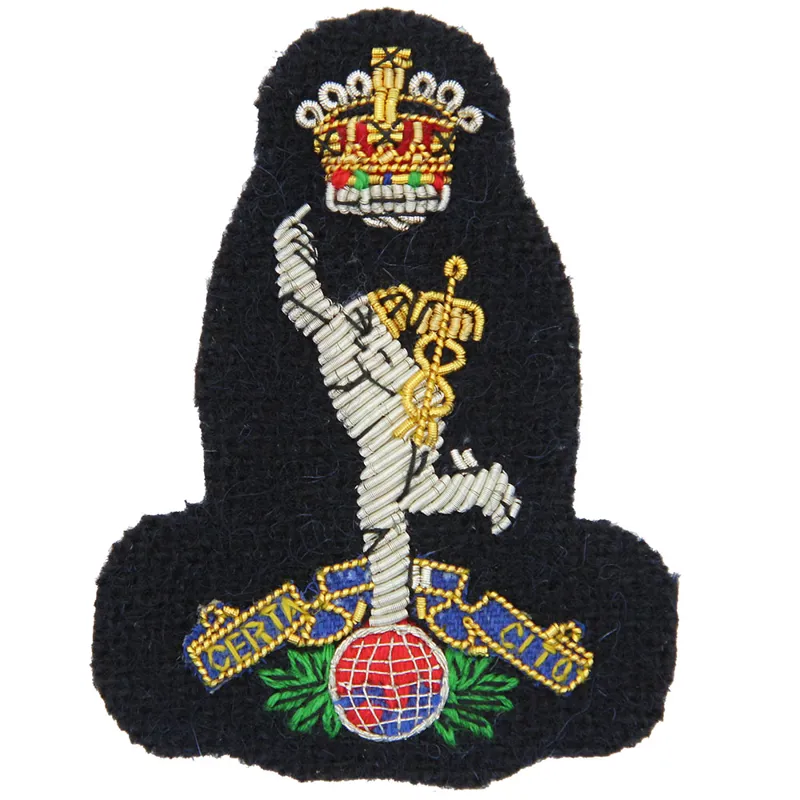 Royal Signals Officers Kings Crown Cloth Cap Badge