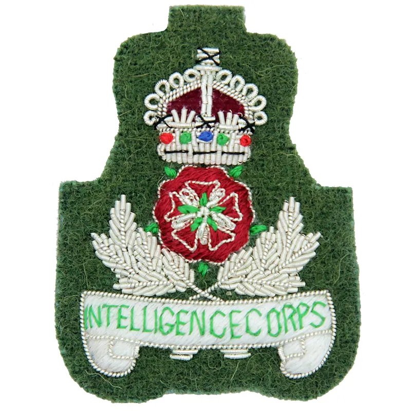 Intelligence Corps Kings Crown Officers Cloth Cap Badge