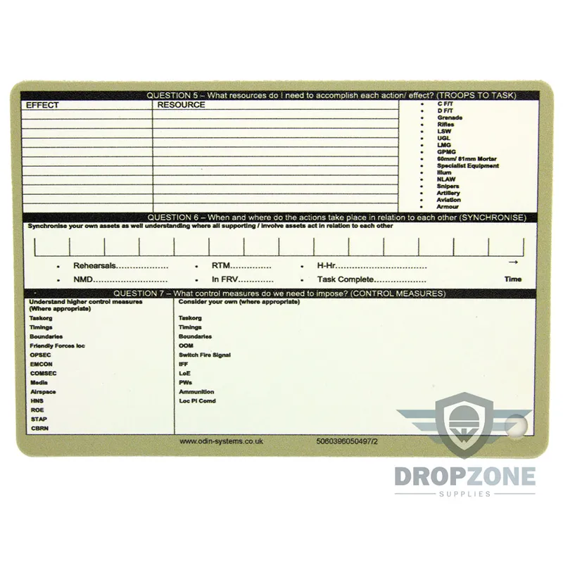 Odin A6 7 Questions Combat Estimate Battle Slate Crib Card-1