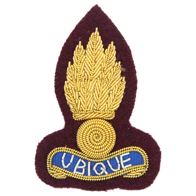 Royal Engineers RE Maroon Officers Cloth Cap Badge