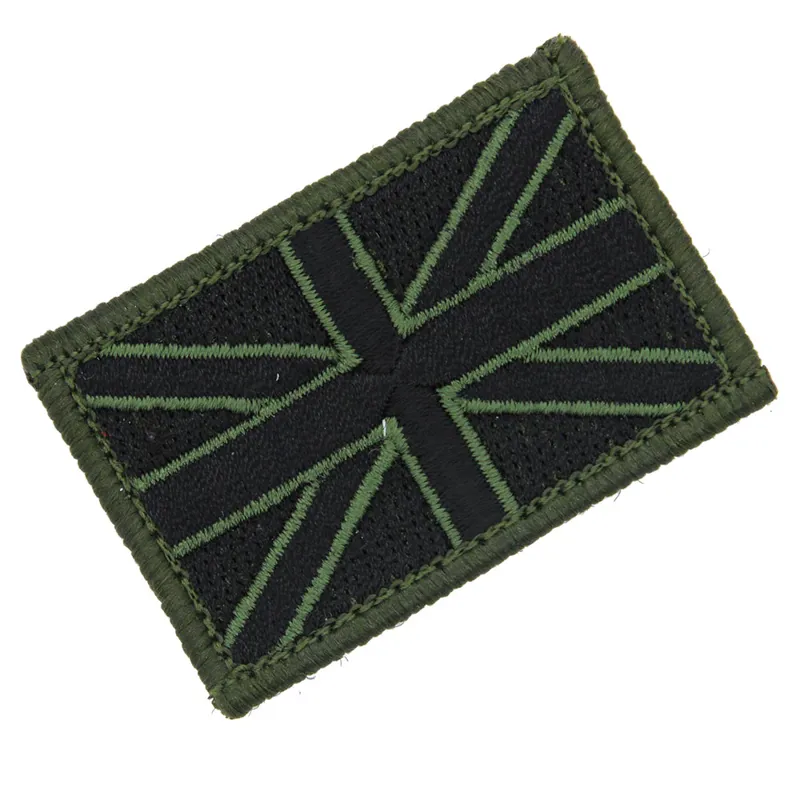 UK Subdued Olive Black Flag Hook and Loop
