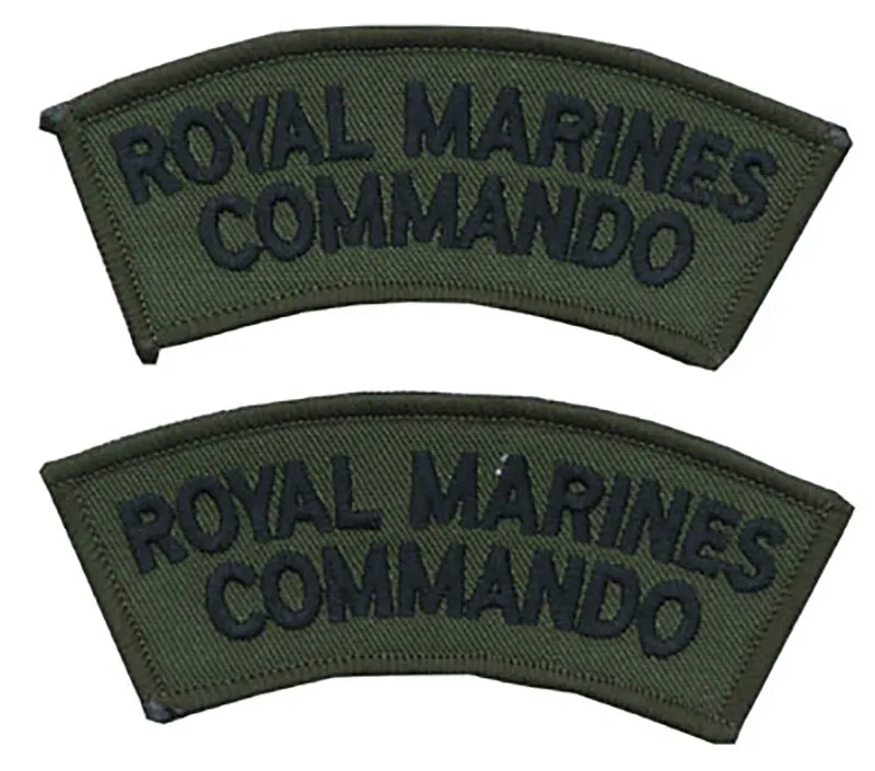 Royal Marine Commando OD-BLK Shoulder Titles - Pair Defunct