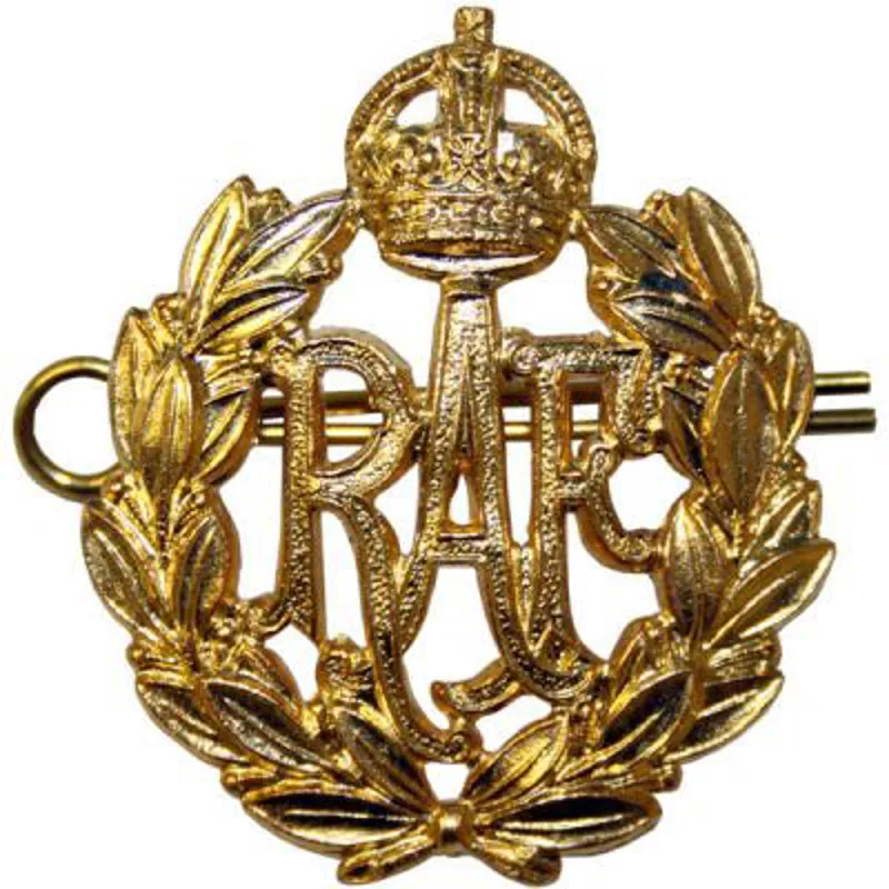 Royal Air Force RAF Kings Crown Brass Cap Badge