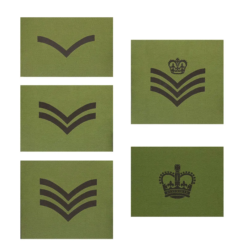 Olive Woven Rank Patch: WO2 RQMS Crown and Laurel Wreath-1