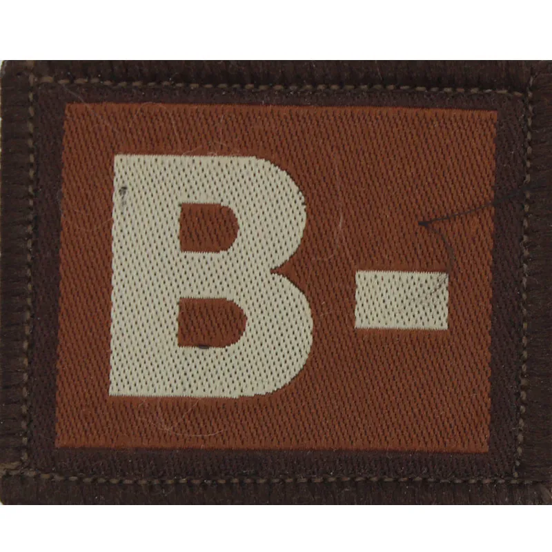 Coyote Tan Hook and Loop Blood Group B Neg Pair