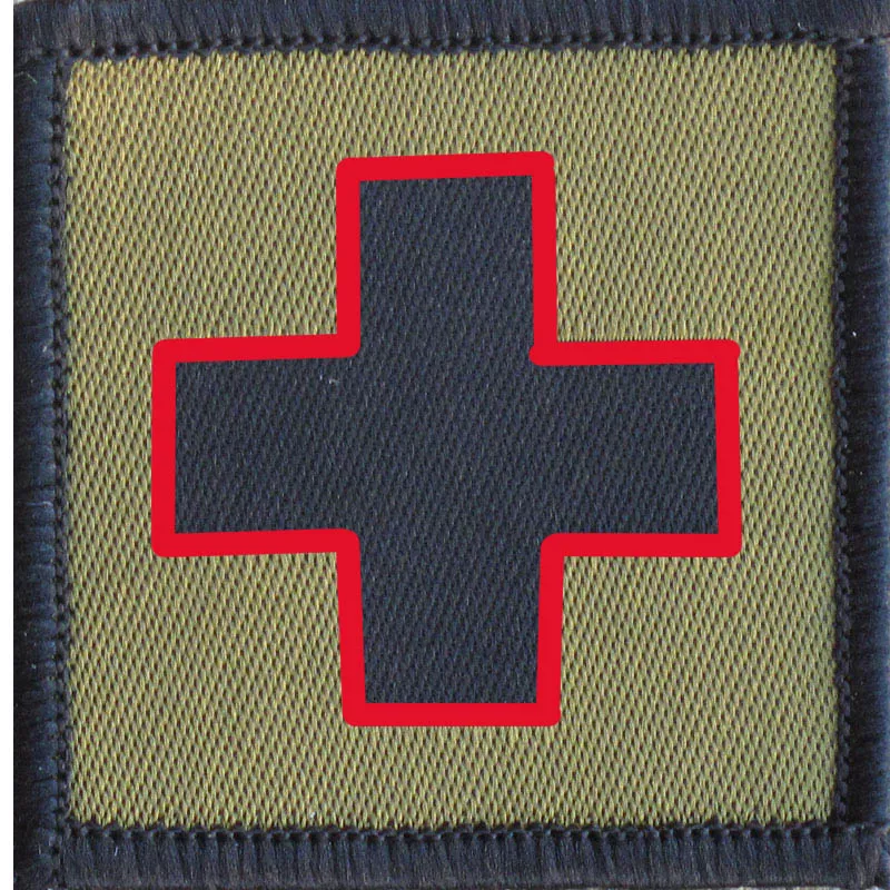 Medics Olive Red Cross Hook and Loop Patch