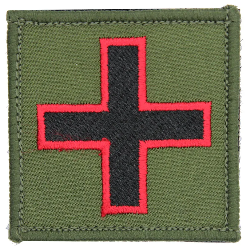 Medics Olive Red Cross Hook and Loop Patch