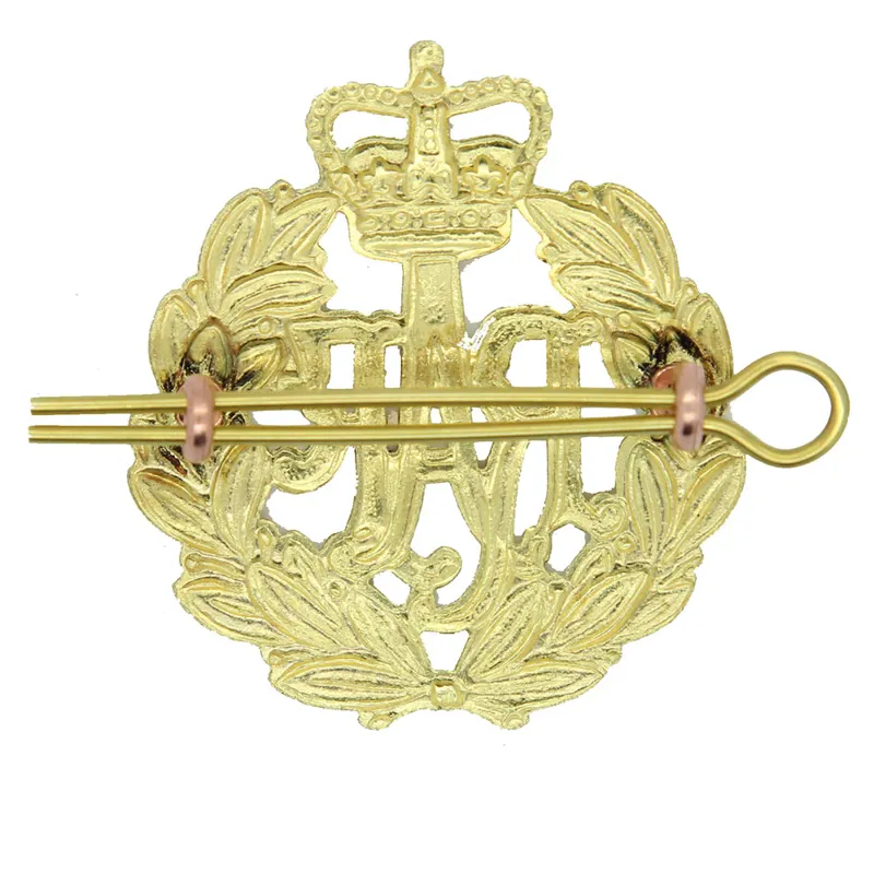 Royal Air Force RAF Queens Crown Brass Cap Badge-1