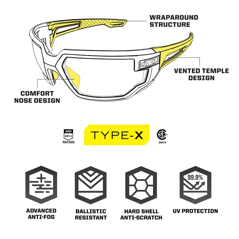 Mechanix Tactical Type X Black Frame Clear Lens Safety Glasses-1