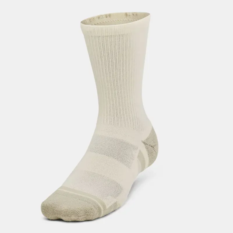 Under Armour Performance Tech 3-Pack Crew Khaki Ivory Dune Socks-1