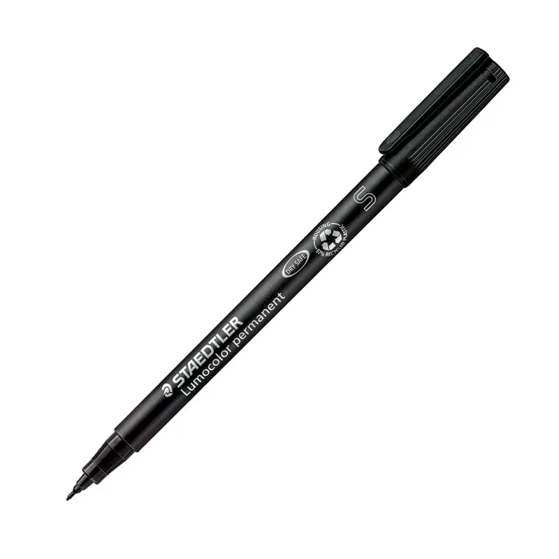 Staedtler Lumocolour Permanent Pen Marker 313 : BLACK Super Fine Tip