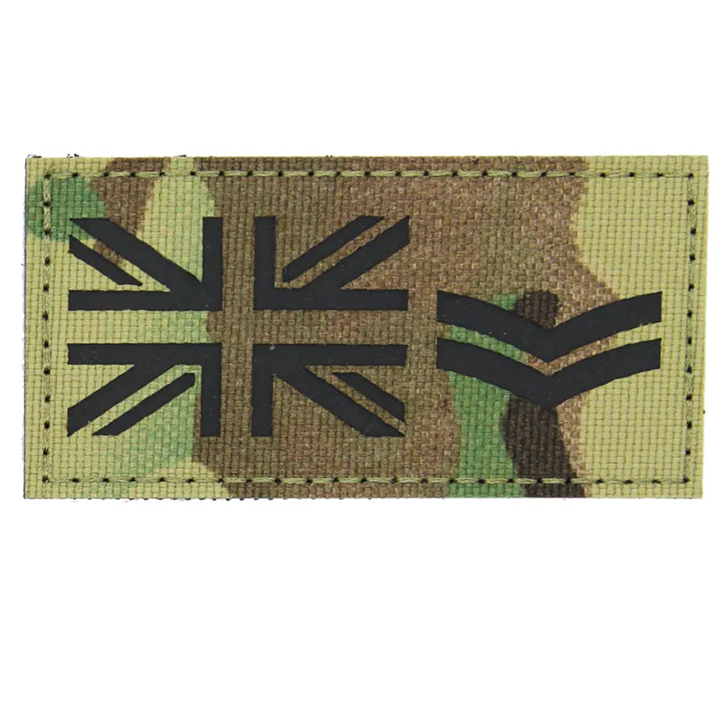 FS Multicam Infrared UK Flag and Rank Hook and Loop Patch-1