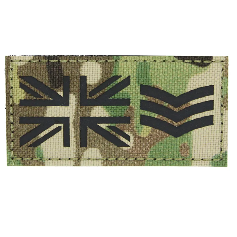 FS Multicam Infrared UK Flag and Rank Hook and Loop Patch-3