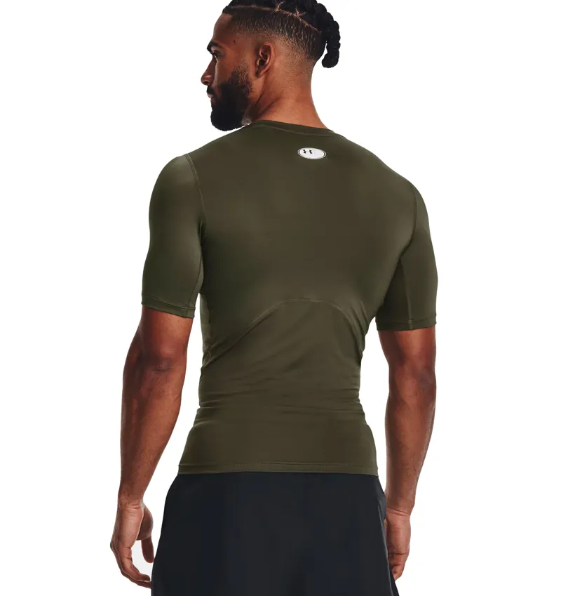 UA HeatGear Short Sleeve Compression Shirt Marine Green White-1
