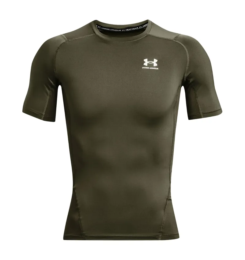 UA HeatGear Short Sleeve Compression Shirt Marine Green White-3