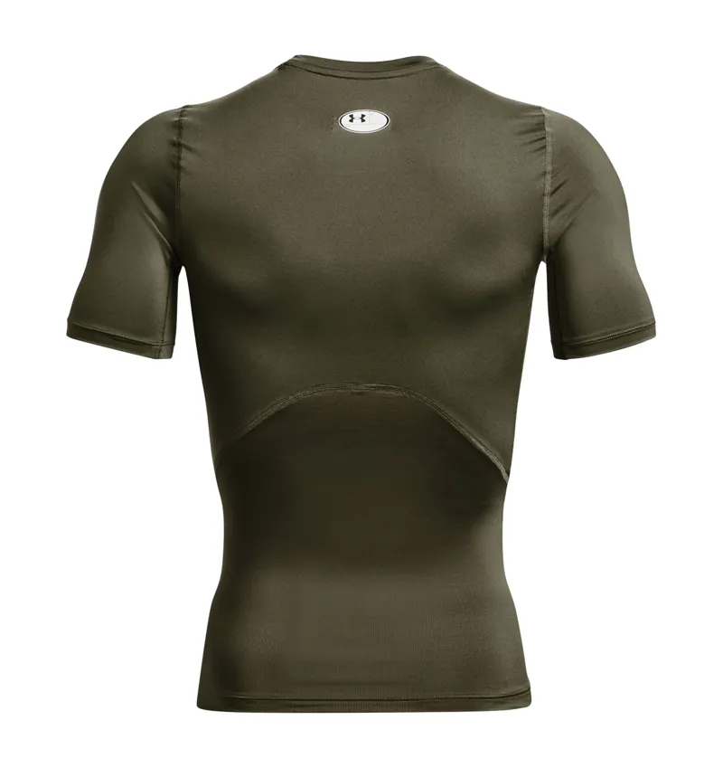 UA HeatGear Short Sleeve Compression Shirt Marine Green White-4