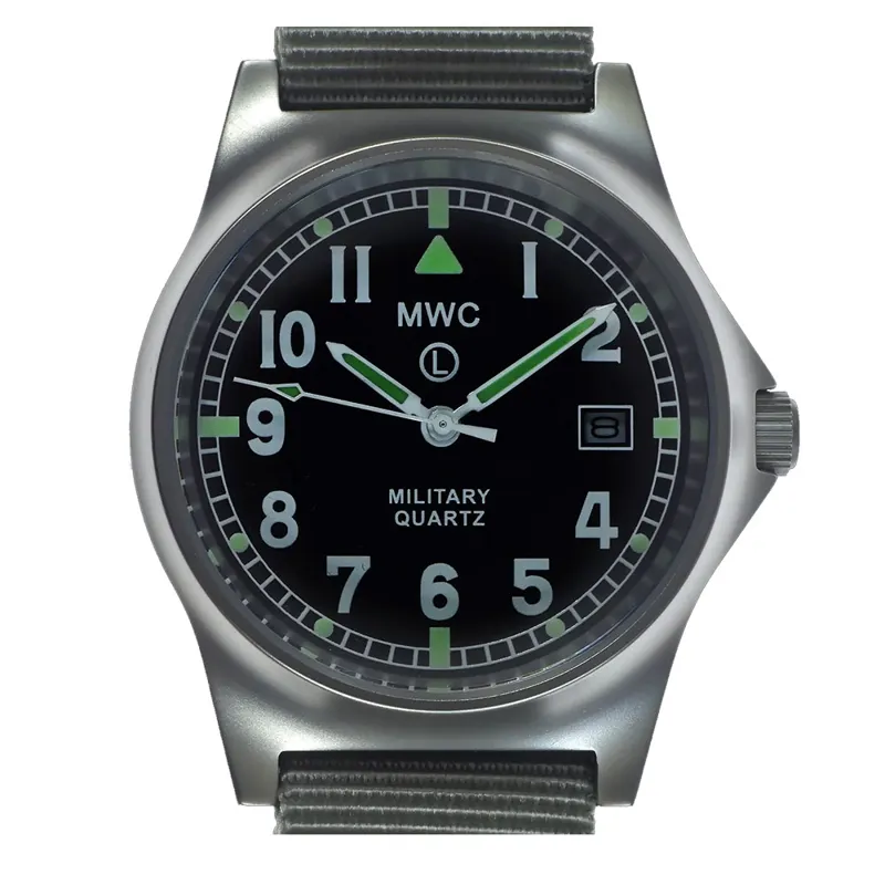 MWC G10 LM Stainless Steel Military Watch on a Grey NATO Strap-3
